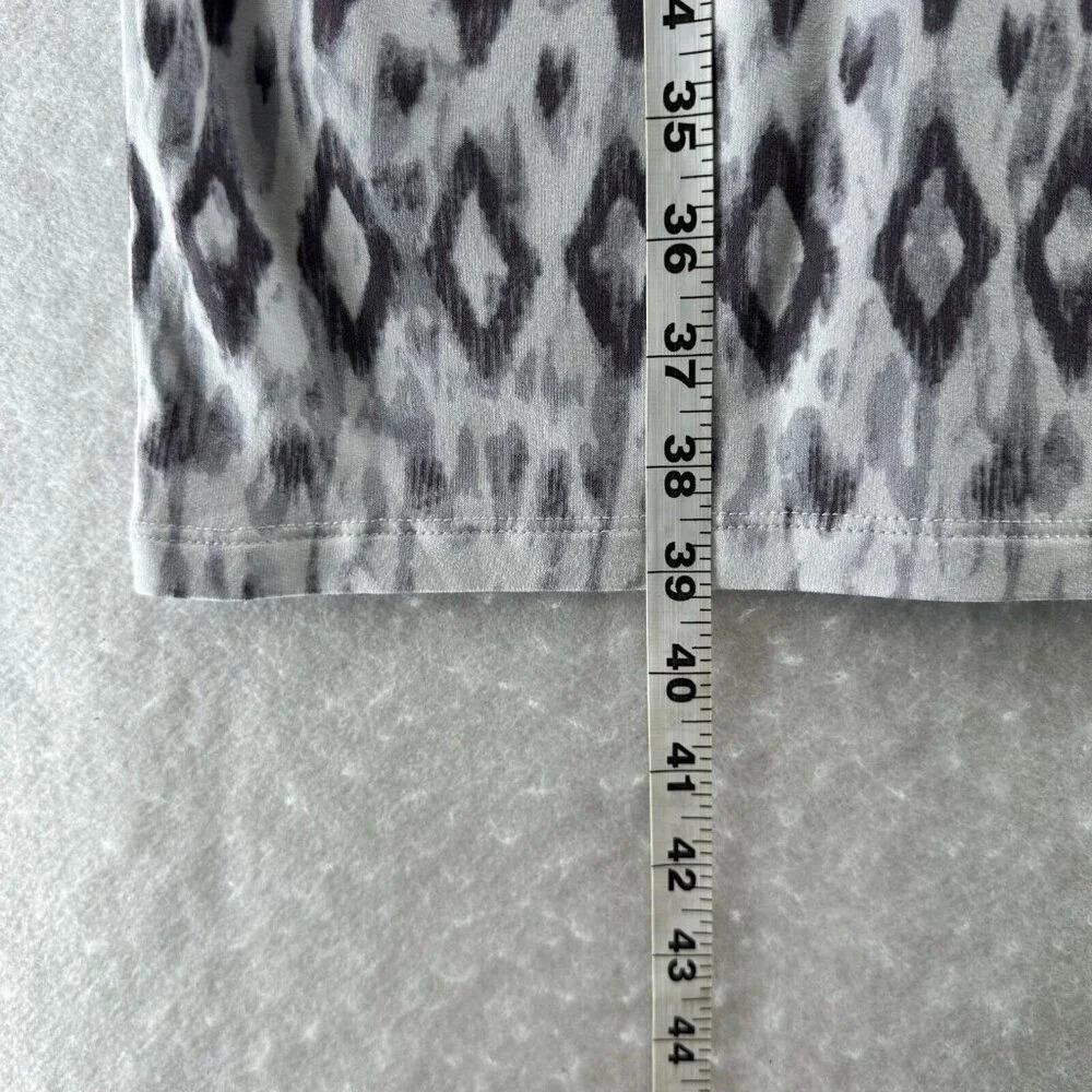 Hilary Radley Dress Size M Diamond Print Blouson Short Sleeve Mini Terry Gray - Picture 12 of 12